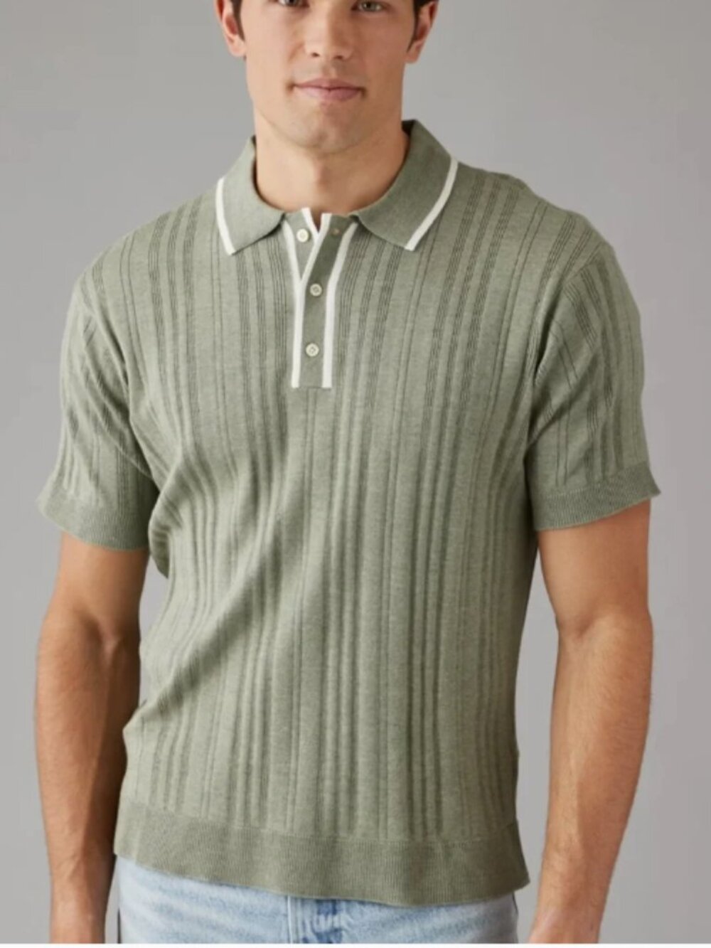 American Eagle Weekend Tipped Sweater Polo Size XL Preppy Knit